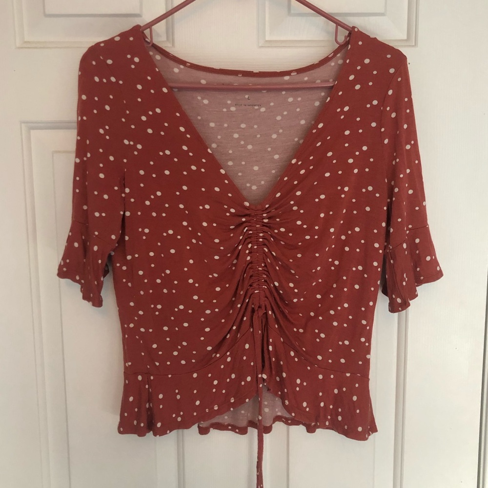 Cute Scrunch Polka Dot Top 🍓